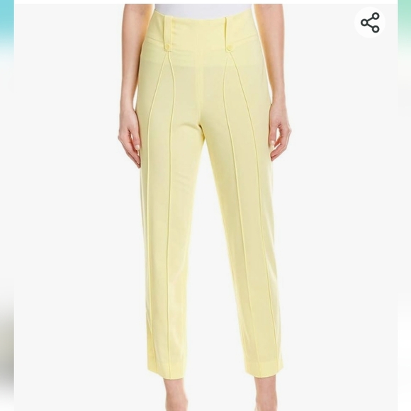 BCBG Maxazria Yellow Pintuck Ankle Dress Pants Size 10 ? Flat Front Work Career - Picture 1 of 16